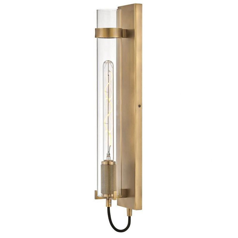 Ryden Heritage Brass Cylinder Sconce with Clear Glass Shade