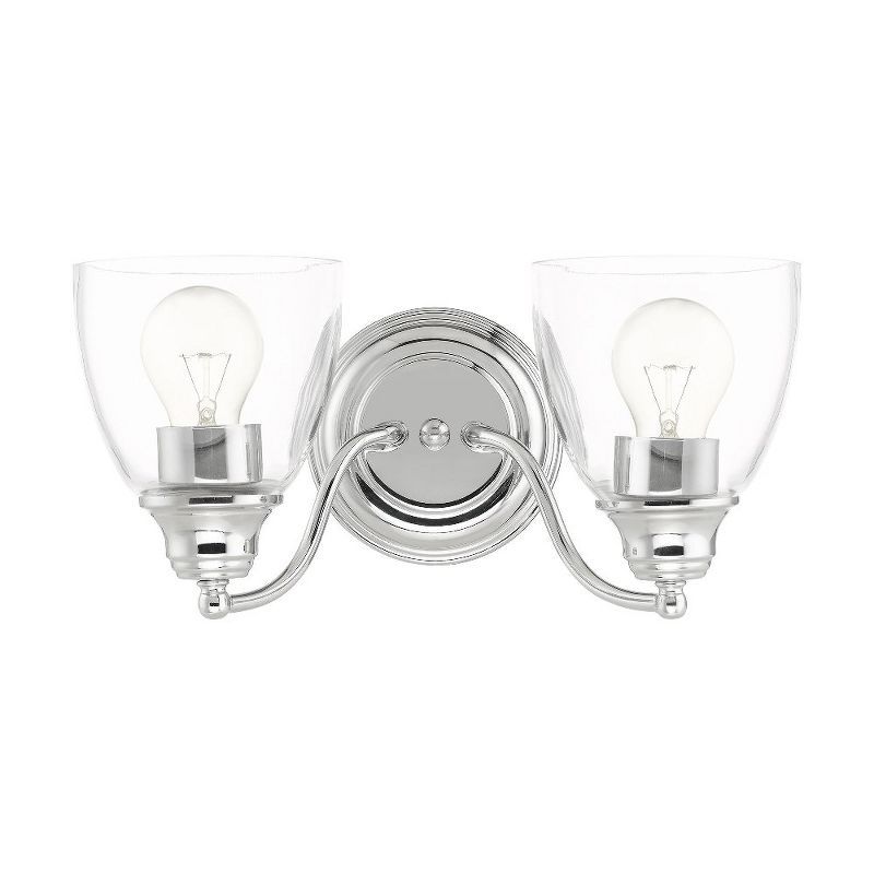 Polished Chrome Dual-Light Vanity Sconce with Hand-Blown Glass