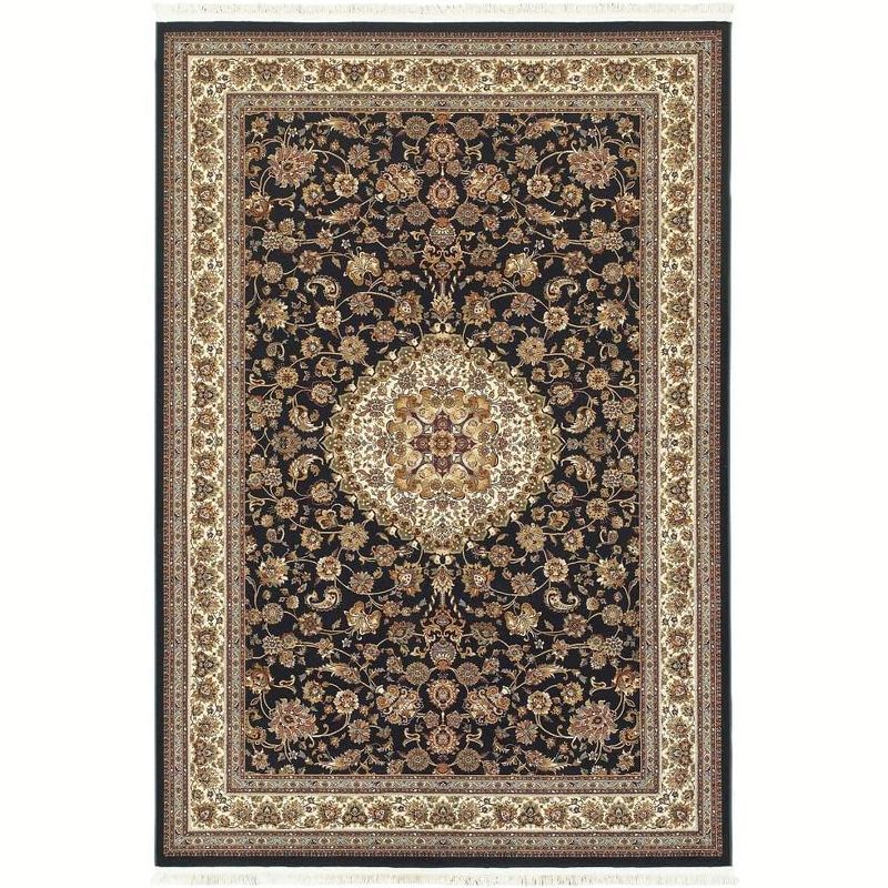 Masterpiece Black and Ivory Hand-knotted Synthetic Runner Rug