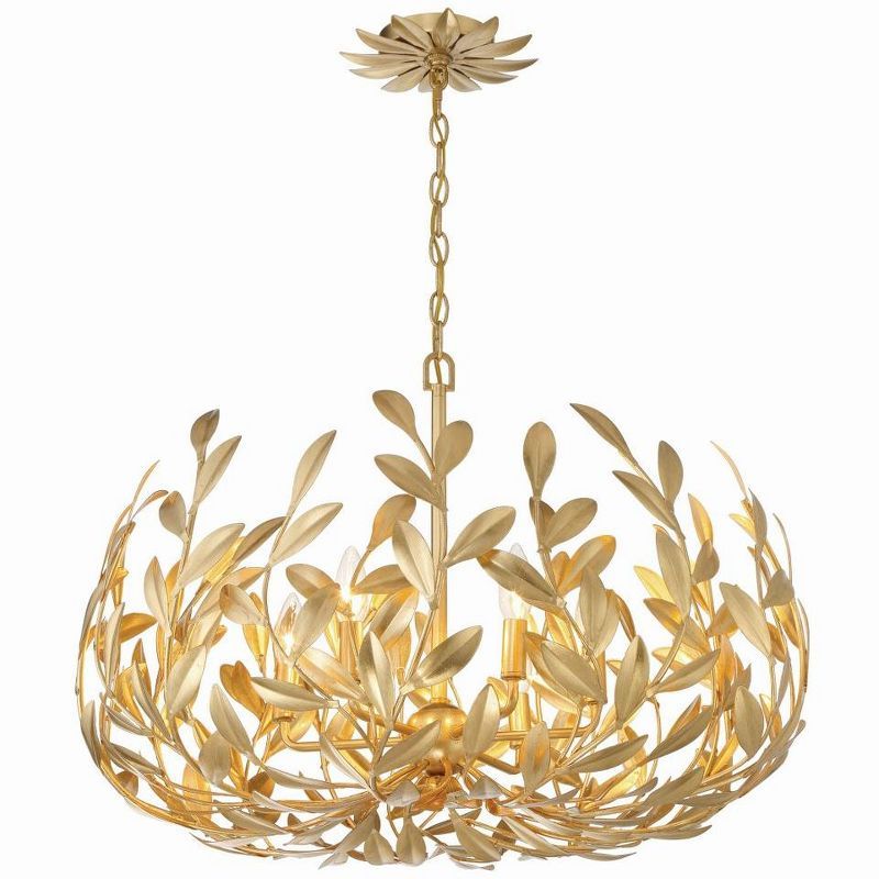 Antique Gold 6-Light Chandelier with Crystal Accents