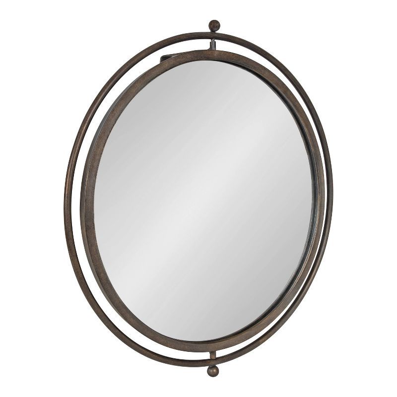 Elegant Silver Round Swivel Vanity Mirror with Rustic Charm