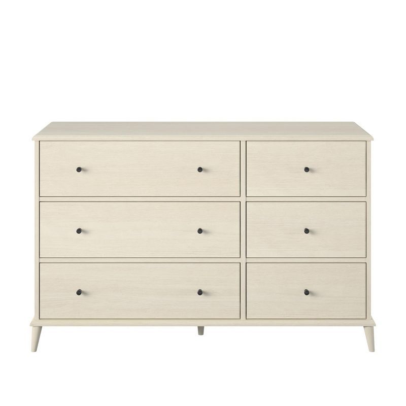 Ivory Oak Mid-Century Modern 6-Drawer Dresser