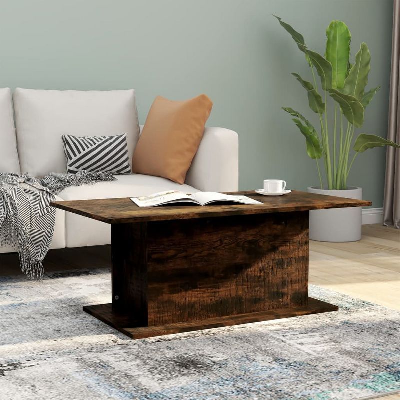 Elegant Smoked Oak Engineered Wood Coffee Table 40.2"x21.9"x15.7"