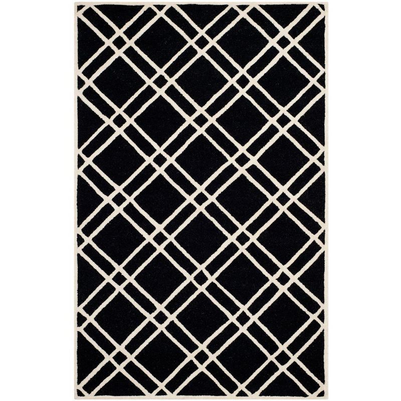 Black and Ivory Hand-Tufted Wool Geometric Area Rug