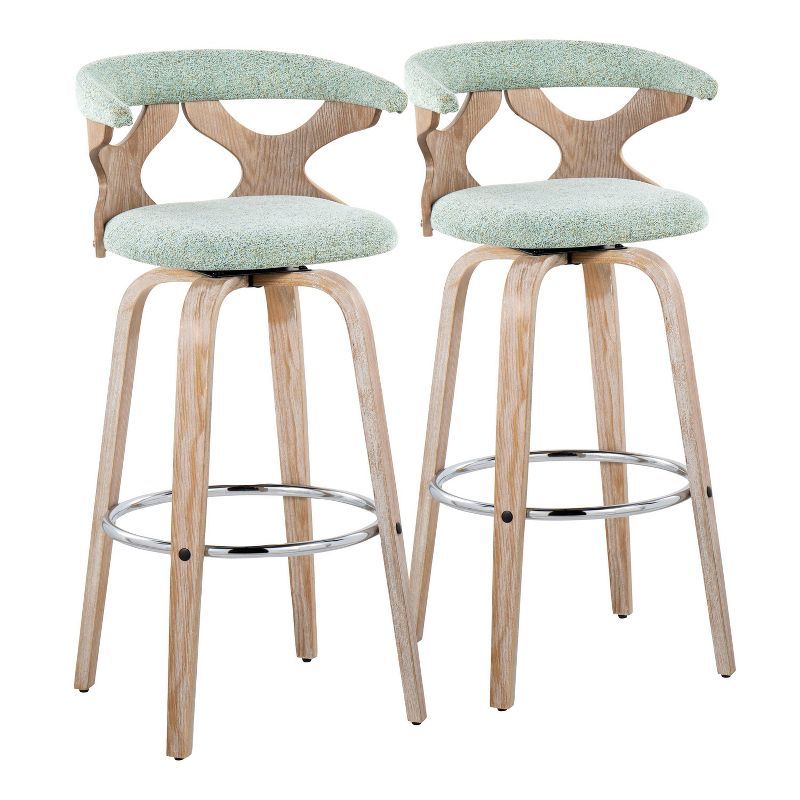 Gardenia Green Wood and Metal Swivel Barstool Set