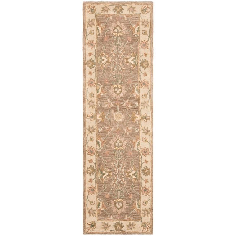 Brown and Ivory Hand-Tufted Wool Runner Rug 2'3" x 8'