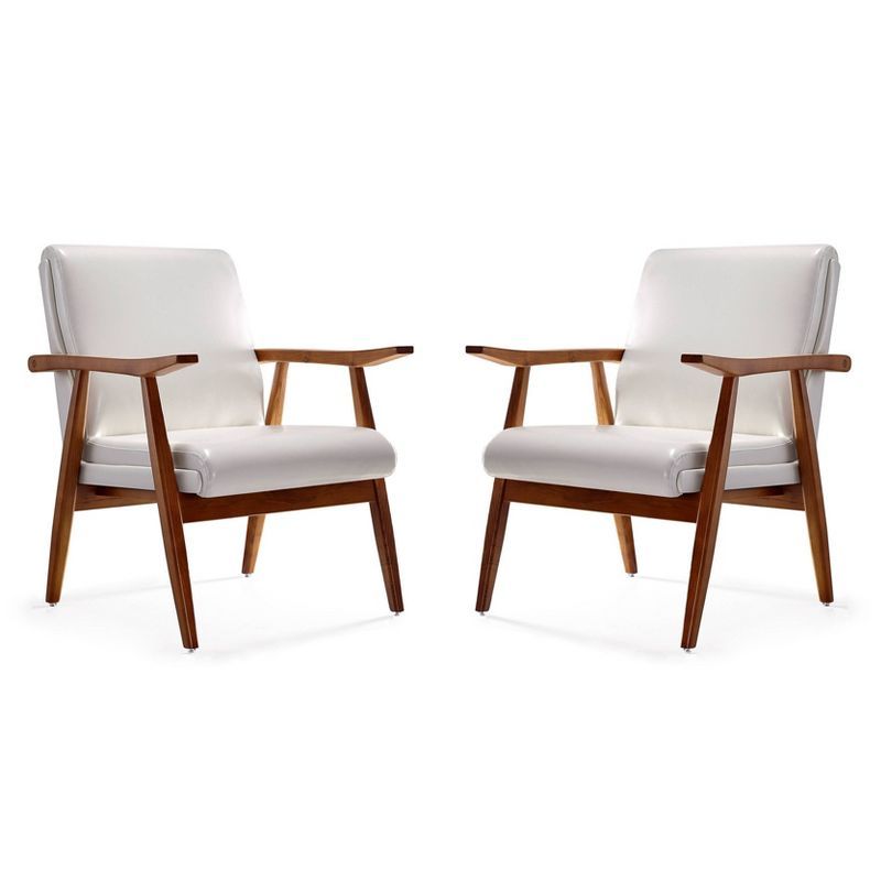 Archduke Mid-Century Modern White & Amber Faux Leather Accent Chair