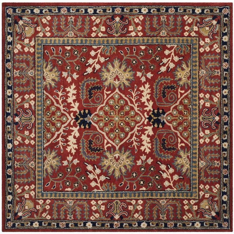 Antiquity Red/Multi 6' Square Hand-Tufted Wool Area Rug