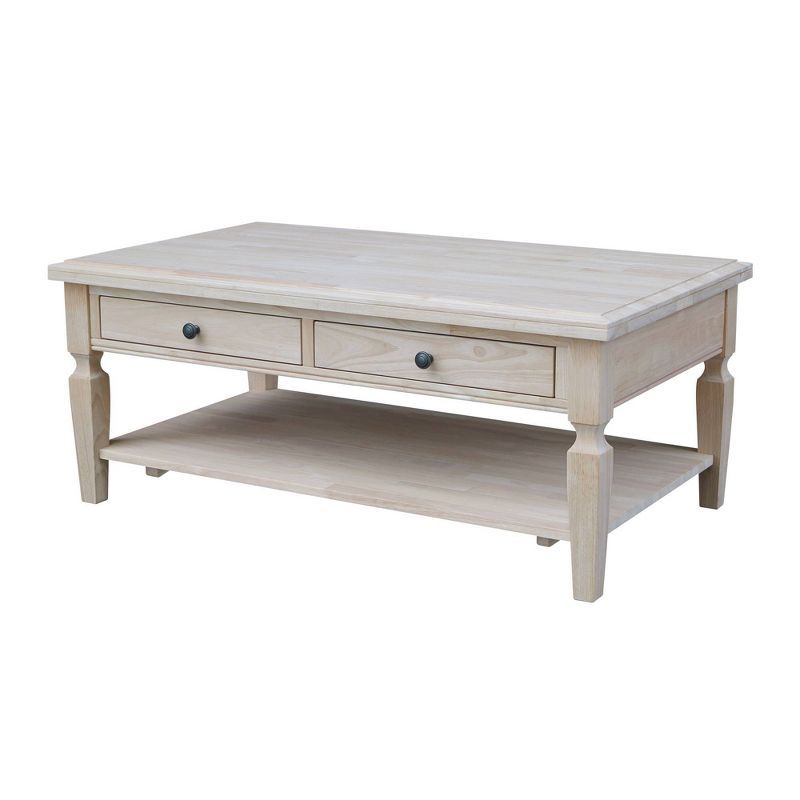 Vista 56" Unfinished Parawood Rectangular Coffee Table with Storage