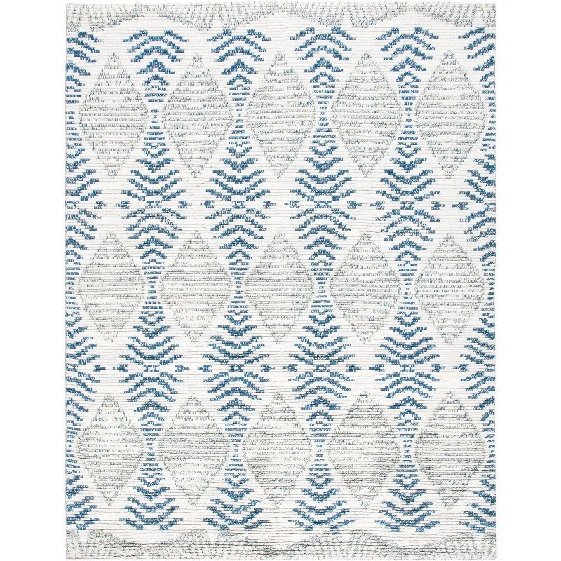 Kenya Blue and Ivory Hand-Knotted Wool 8' x 10' Area Rug