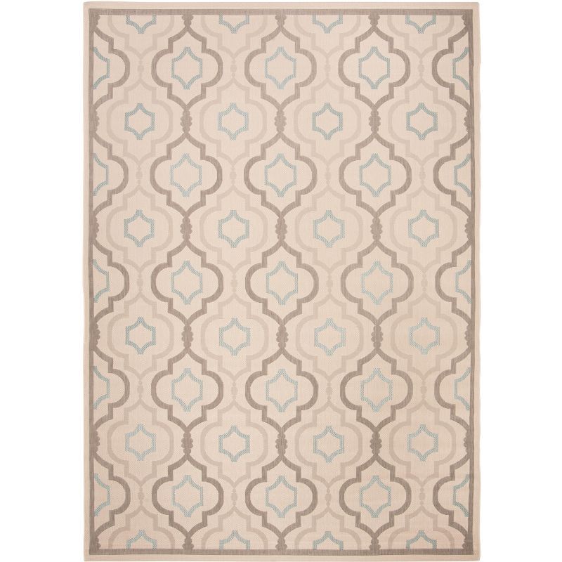 Beige and Dark Beige Geometric 9' x 12' Synthetic Area Rug