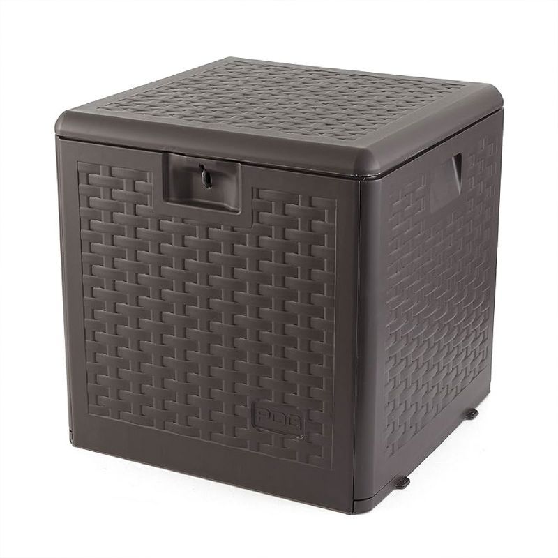 Java Brown 28-Gallon Weather-Resistant Wicker Deck Box with Lock