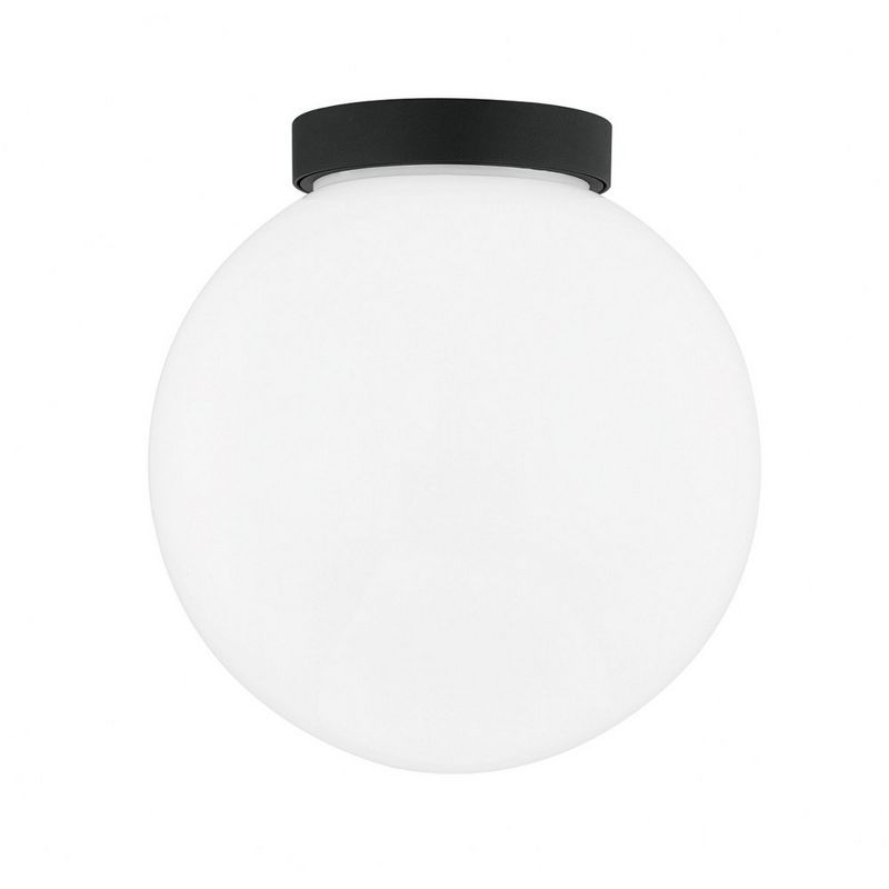 Textured Black Opal Glass Globe Wall Sconce
