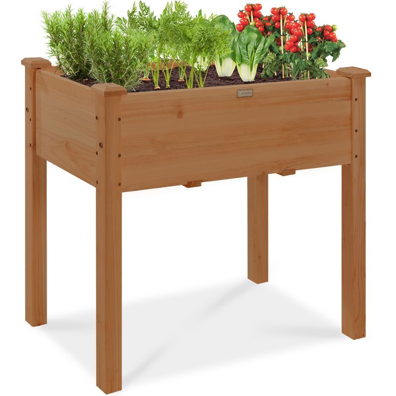 Acorn Brown Fir Wood Raised Garden Bed with Bed Liner