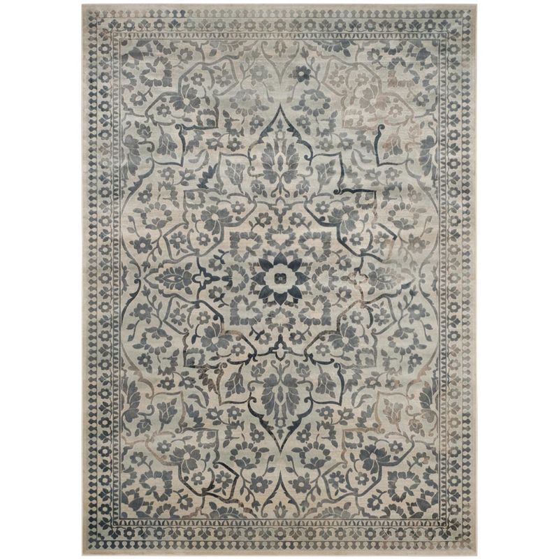 Elegant Beige & Blue 9' x 12' Reversible Wool Blend Area Rug