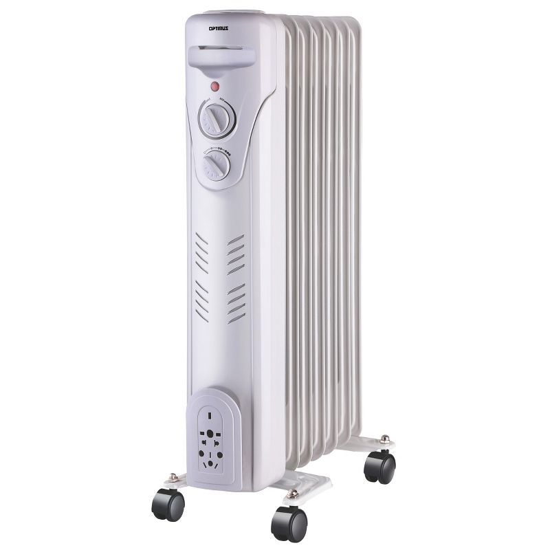 Optimus Portable White Oil Filled Radiator Heater with Thermostat