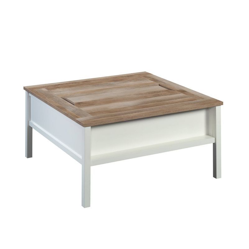 Soft White and Oak Square Gaming Coffee Table with Reversible Top