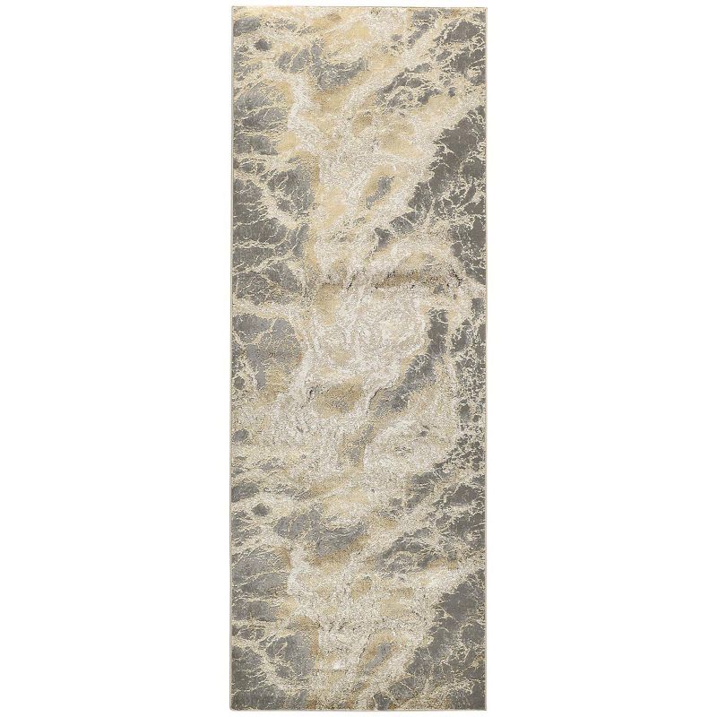 Aura Gray and Beige Abstract Runner Rug 2'10" x 7'10"