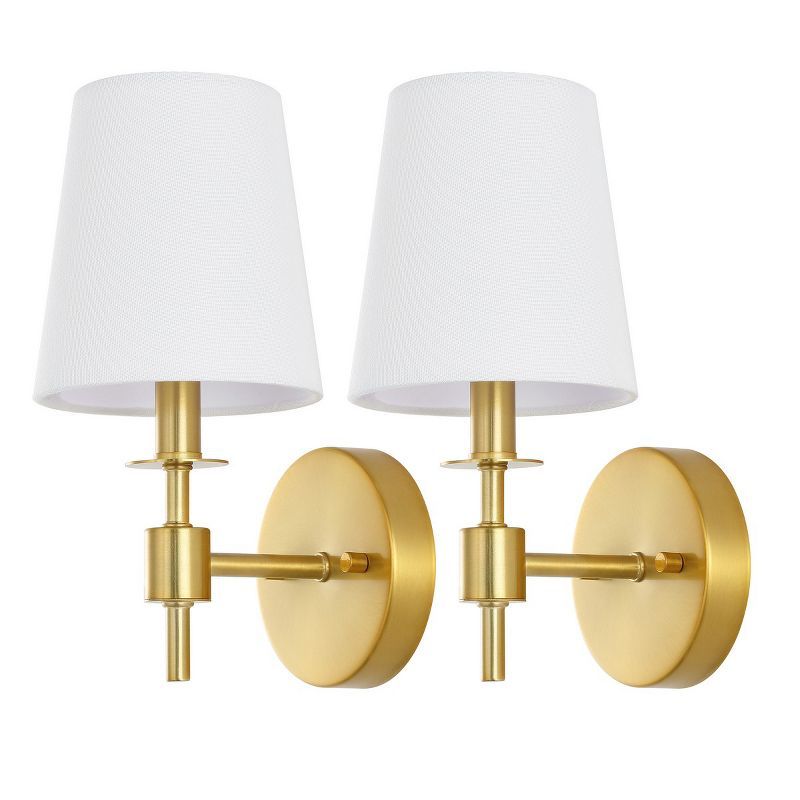 Dalany 7" Brass and White Wall Sconce Set