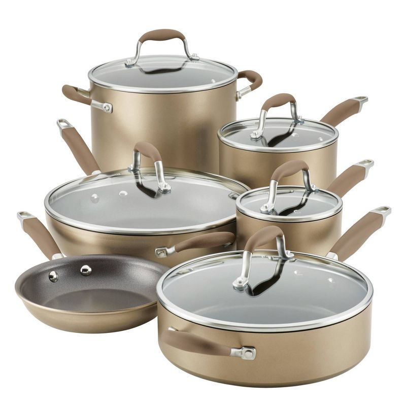 Bronze Hard-Anodized Nonstick 11-Piece Cookware Set