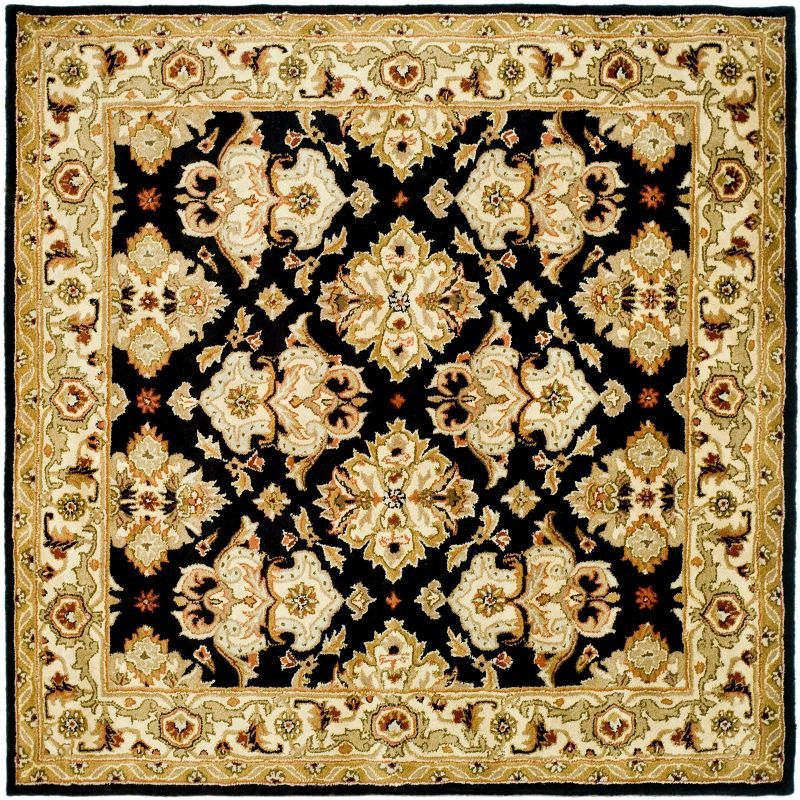 Elegant Ivory Square Hand-Tufted Wool Heritage Rug