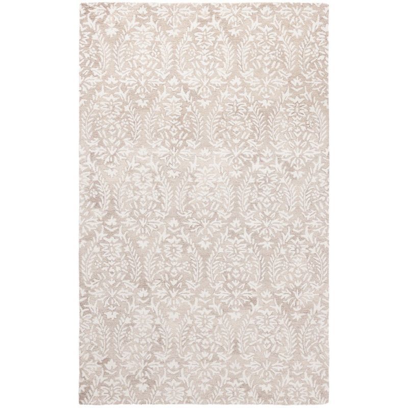 Ivory Hand-Tufted Wool Floral 5' x 8' Area Rug