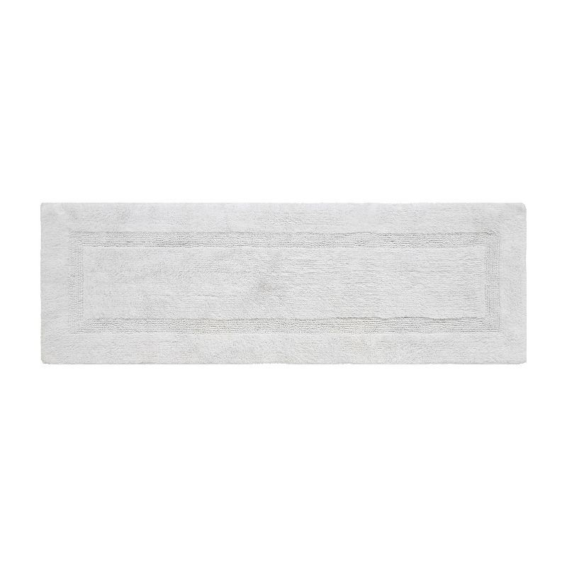 Luxurious White Cotton Tufted Reversible Bath Runner Rug 20" x 60"