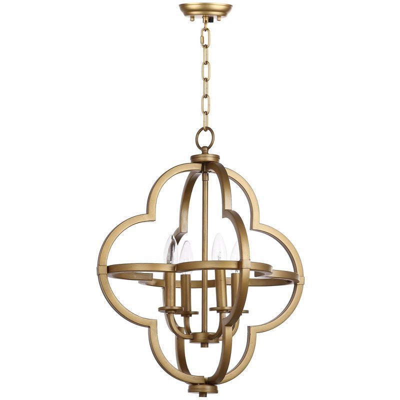 Gold Quatrefoil Globe Ceiling Mount Chandelier