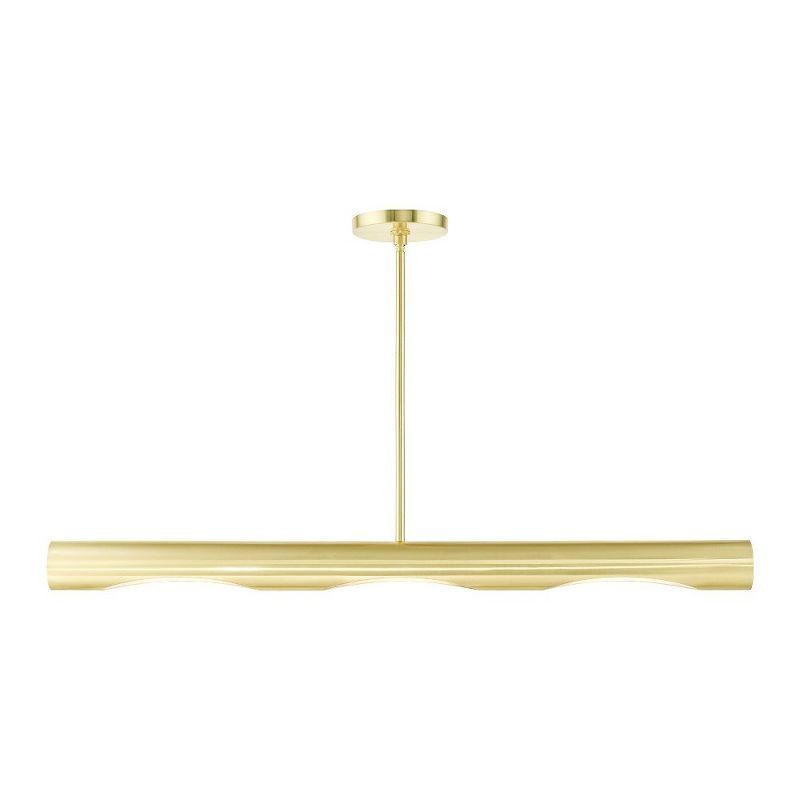 Novato Satin Brass 3-Light Linear Chandelier with Tubular Shades