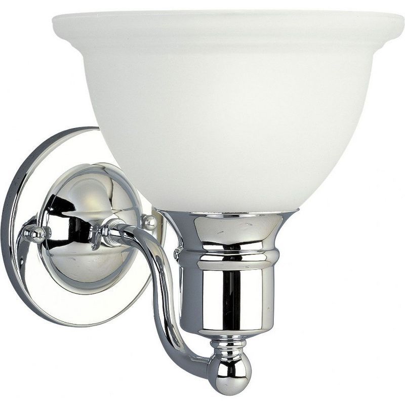 Polished Chrome 10" Ceramic Wall Sconce with Etched Glass Shade