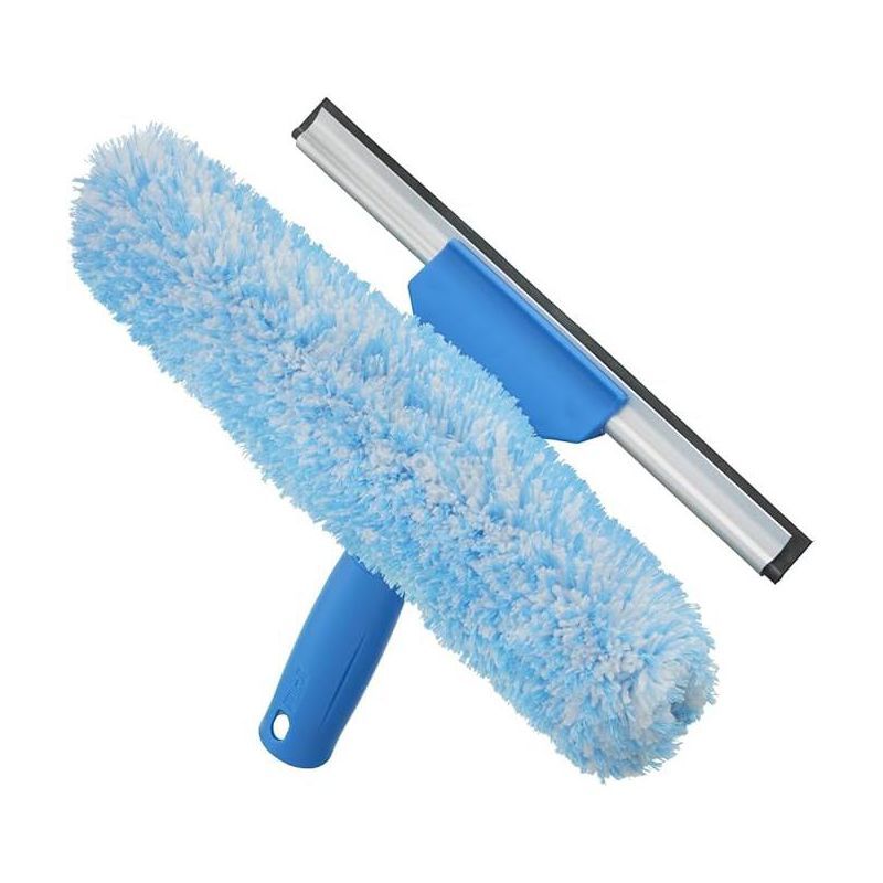 Unger 10 in. Blue Microfiber Window Squeegee and Scrubber