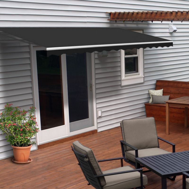 Black Motorized Retractable Patio Awning with Polyester Fabric