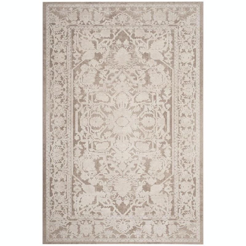 Elegant Floral Charm Beige & Cream 6' x 9' Cotton Blend Area Rug