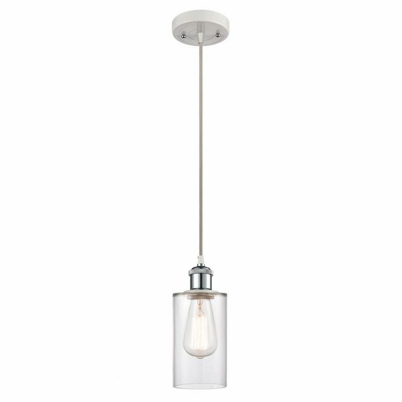 Crisp Classic Chrome Mini Pendant with Cylindrical Glass Shade
