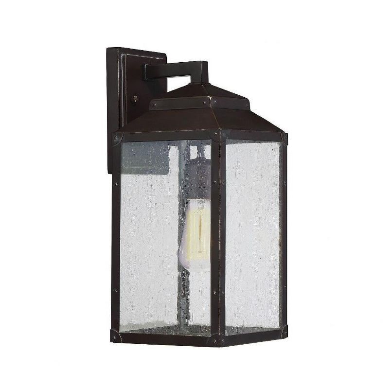 Brennan Bronze and Gold Outdoor Wall Lantern with Seeded Glass