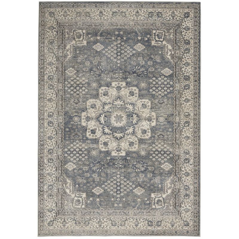 Elysian Grey/Ivory Hand-Knotted Round Synthetic Area Rug