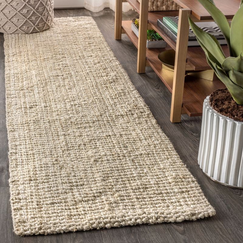 Ivory Braided Chunky Jute 2'x8' Reversible Runner Rug