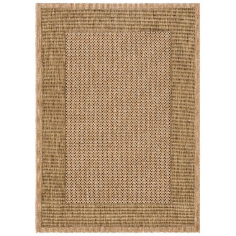 Natural Gold Rectangular Synthetic Indoor Outdoor Area Rug