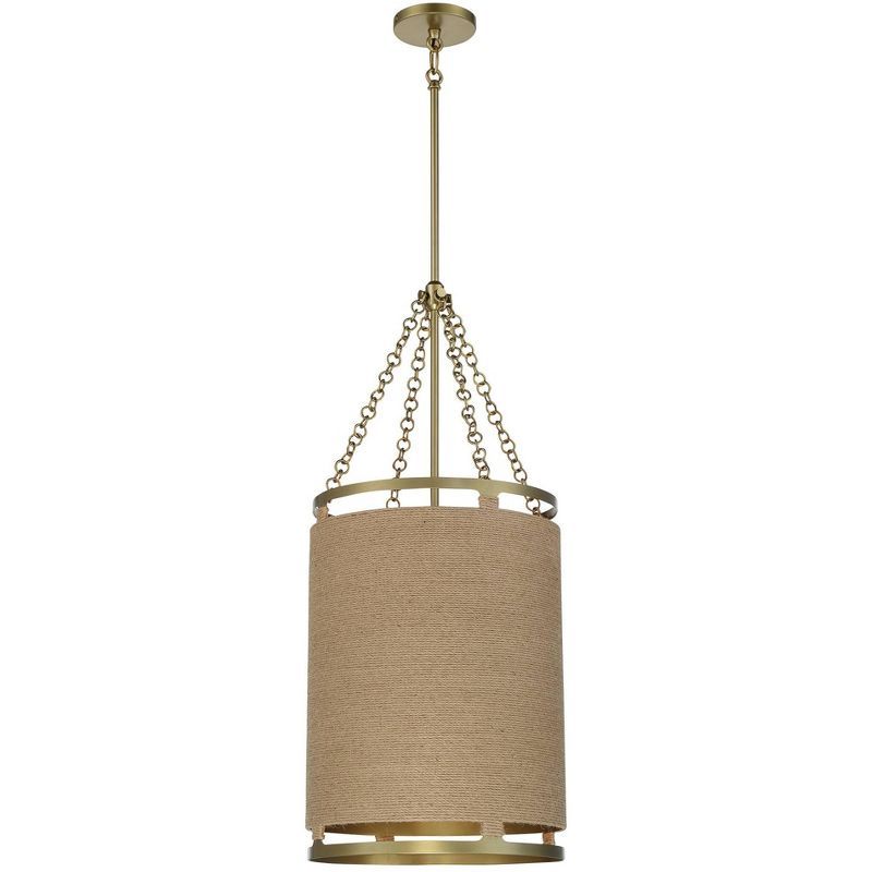 Windward Passage Soft Brass and Natural Rope 4-Light Adjustable Pendant