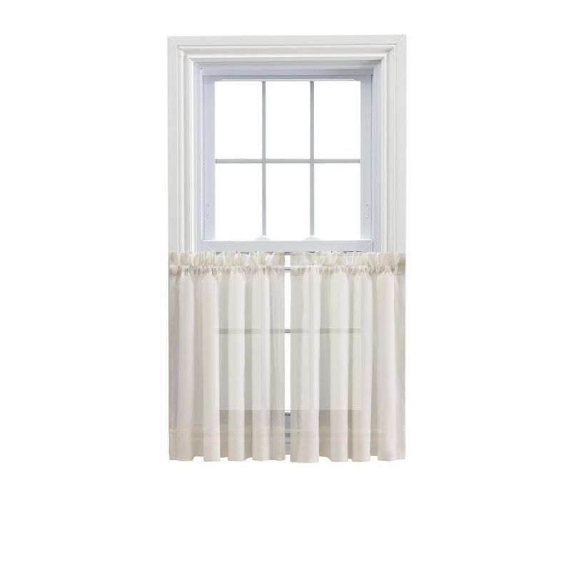 Natural Sheer Cotton Polyester Rod Pocket Window Curtain Pair