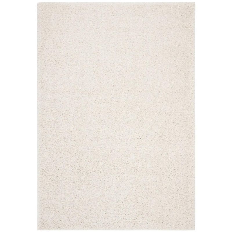 Ivory Synthetic 6' x 9' Hand-Knotted Shag Area Rug