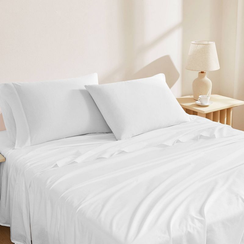 Full White Organic Cotton Deep Pocket Percale Sheet Set