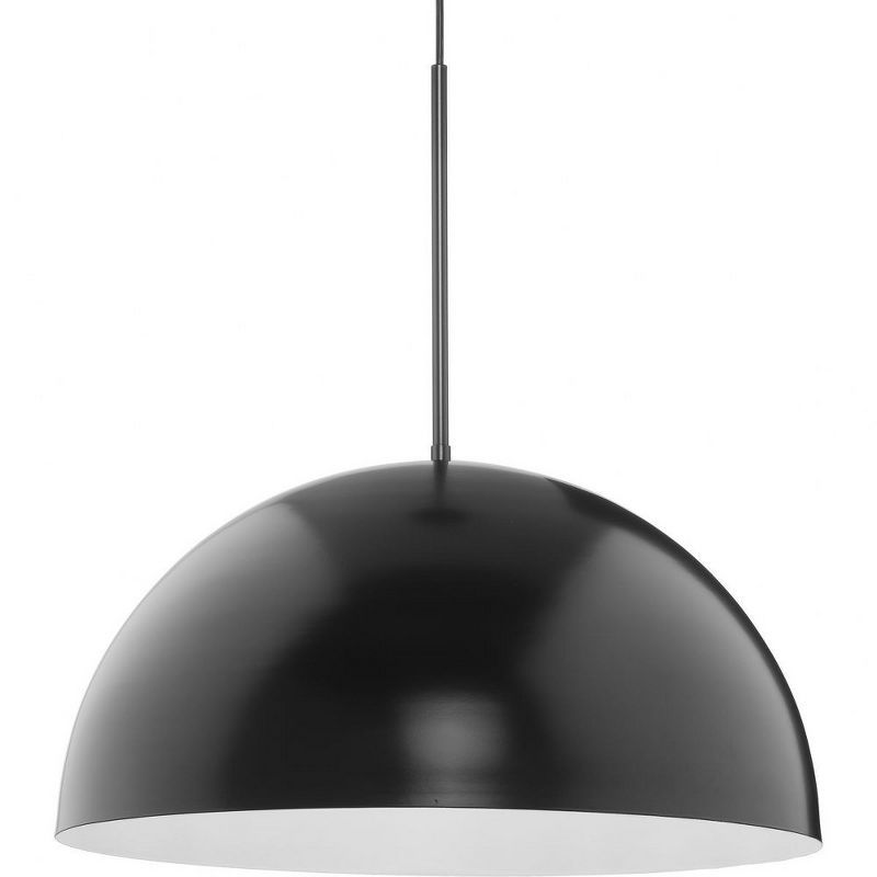 Matte Black and Nickel Glass Bowl Pendant Light