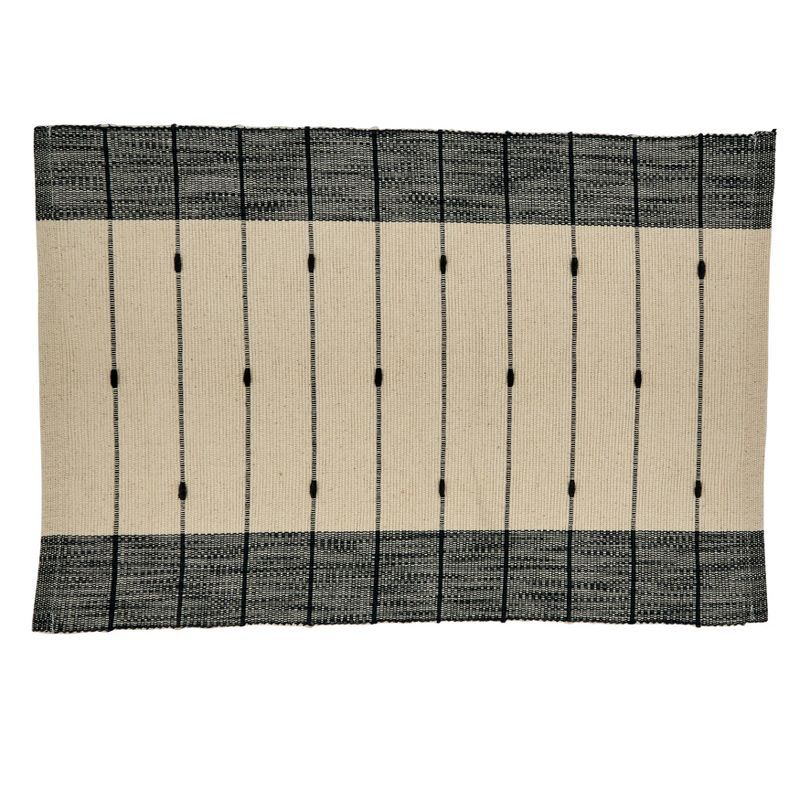 Black and Beige Thin Stripe Fabric Table Mats