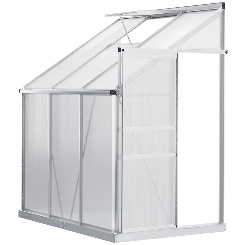 Outsunny 6' x 4' Clear Aluminum Polycarbonate Lean-to Greenhouse