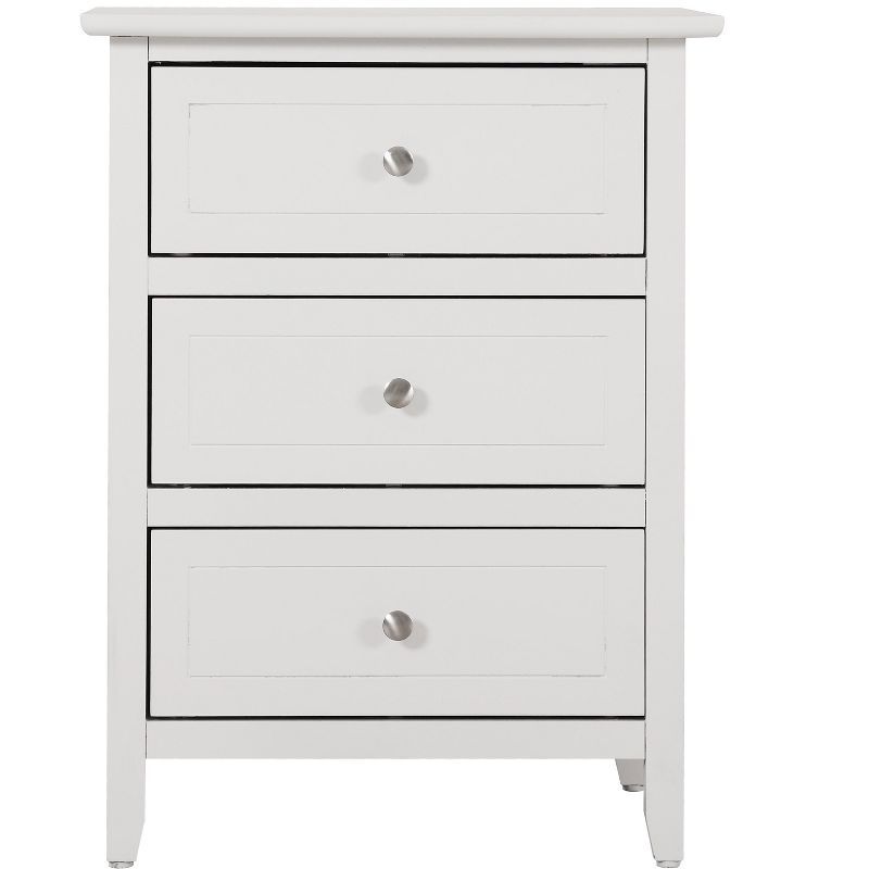 Daniel White Solid Wood 3-Drawer Nightstand