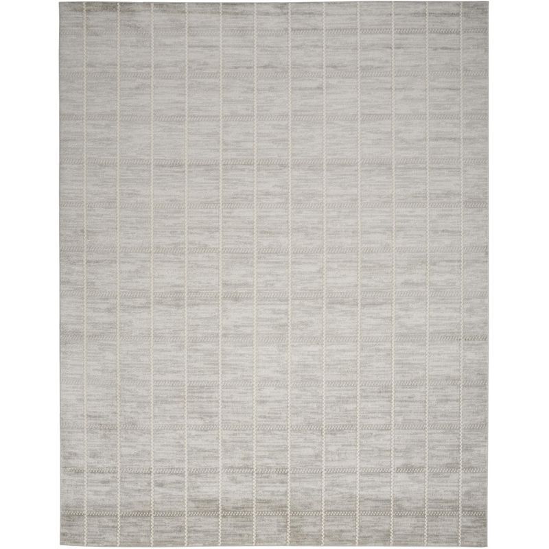 Light Grey Geometric 8' x 10' Synthetic Area Rug