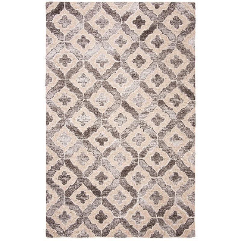 Gray Abstract Handmade Wool and Viscose 6' x 9' Area Rug