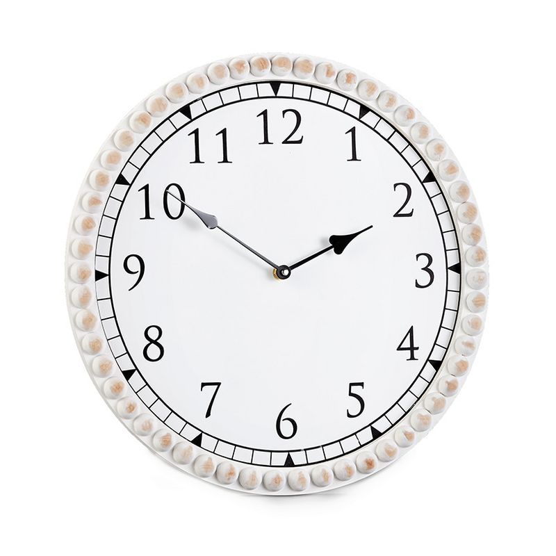 White Round Beaded Farmhouse Wall Clock