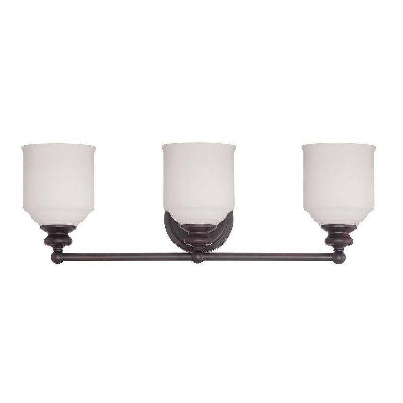 Melrose 3-Light Bronze Vanity Fixture with Opal Glass Shades